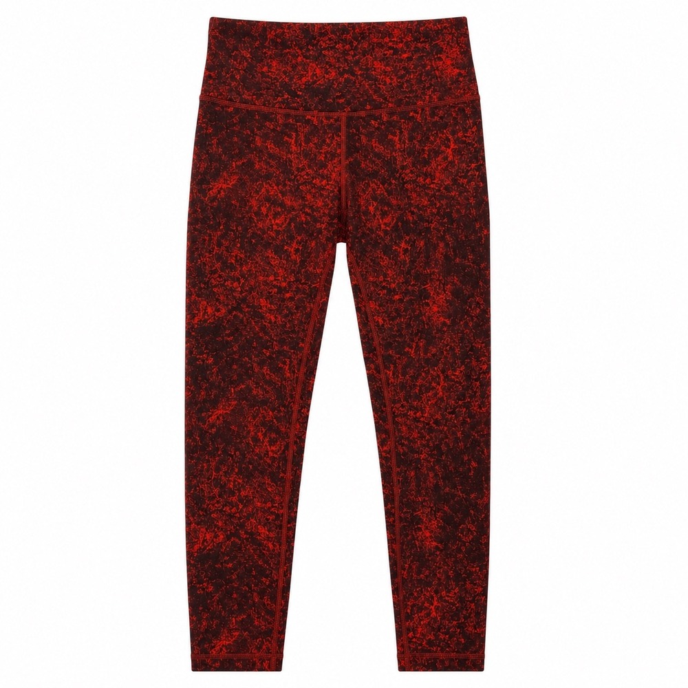 Lululemon Wunder Train High Rise‎ Tight 25" Red Black Print Leggings Size 8 Crop
